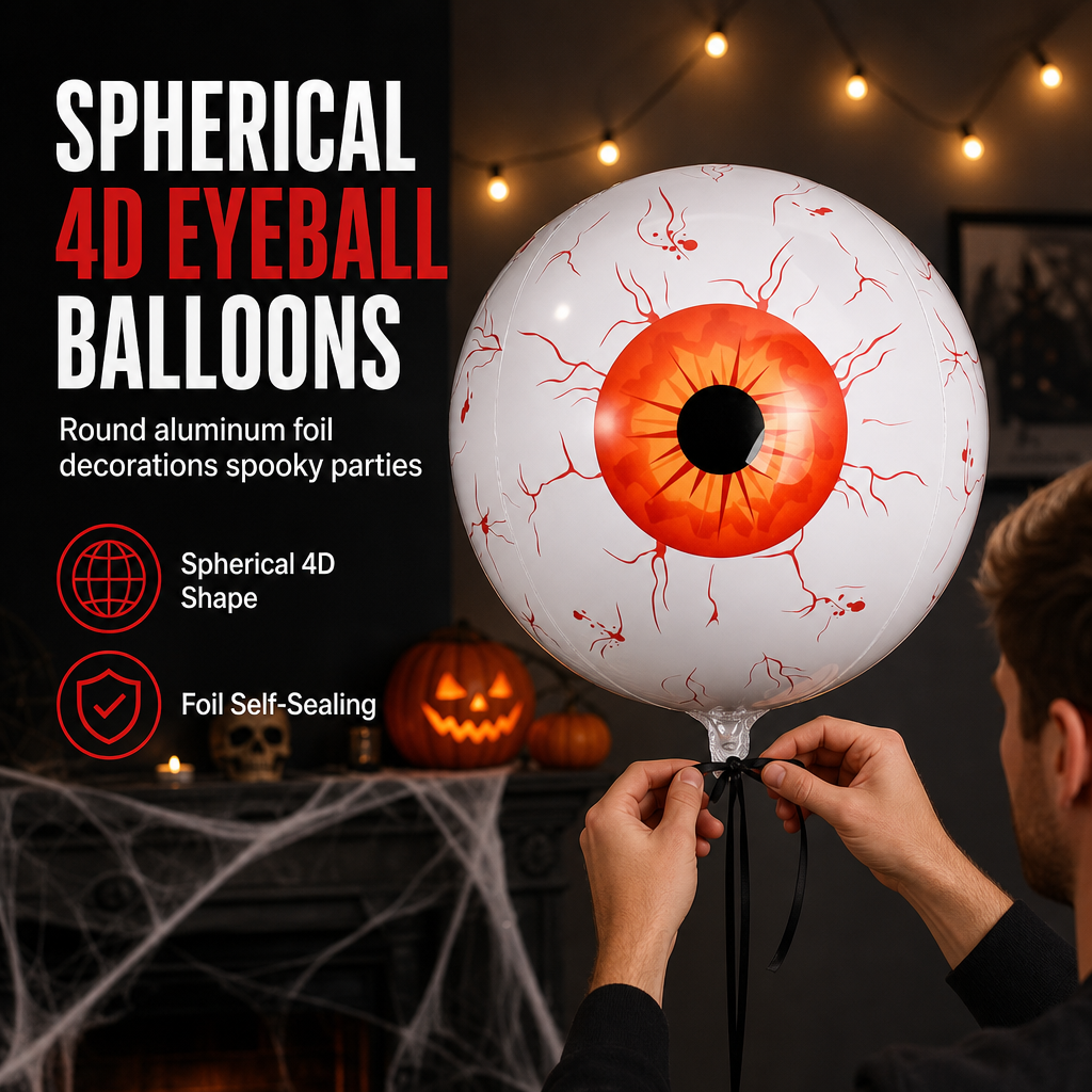 🎃 Giant 22" 4D Eyeball Balloons | Creepy Halloween Party Decorations for Spooky Home & Garden