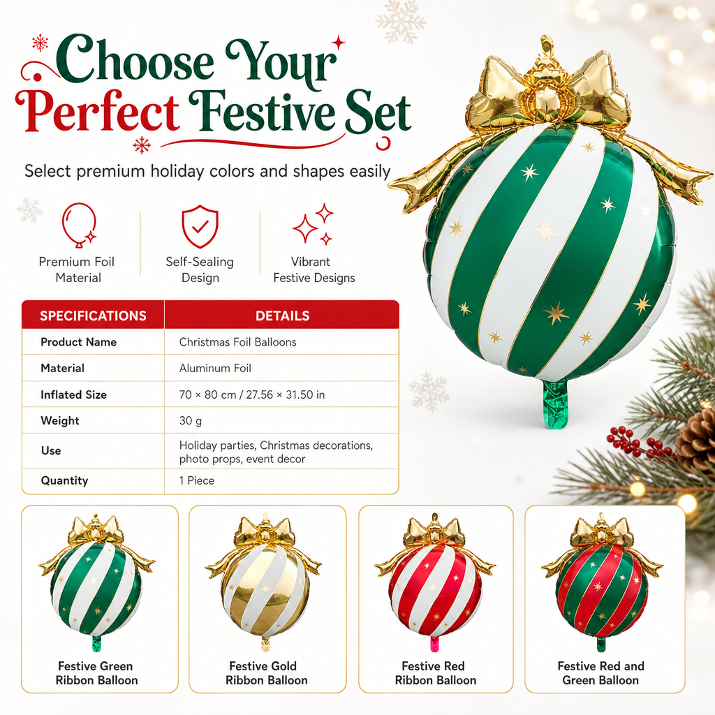 50-Piece Christmas Bowknot Hanging Balloons