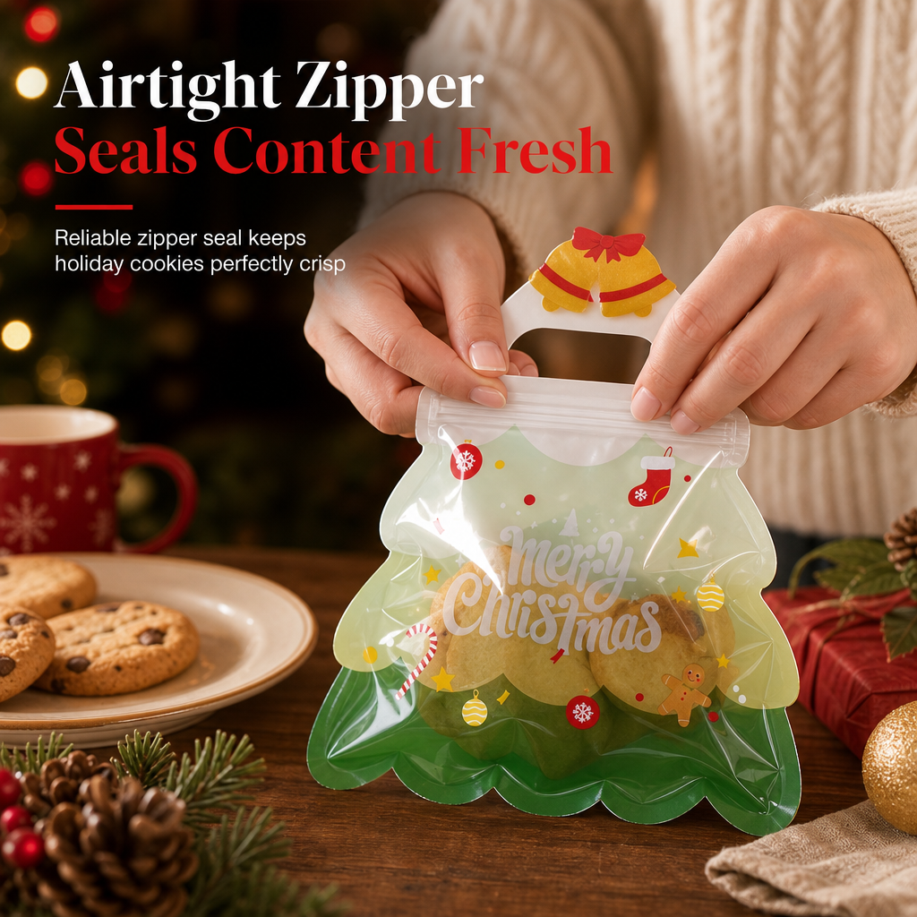 Cute Christmas Tree Transparent Gift Bag with Handle