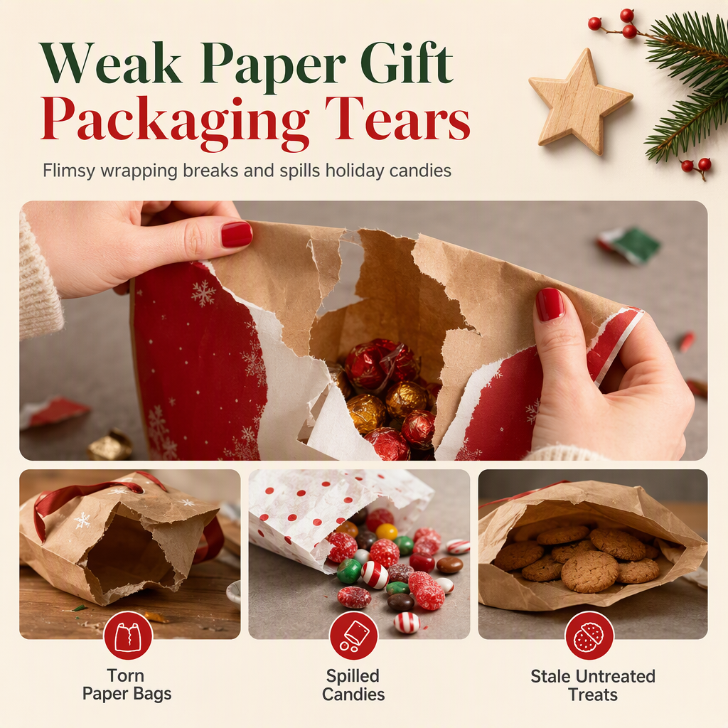 Cute Christmas Tree Transparent Gift Bag with Handle
