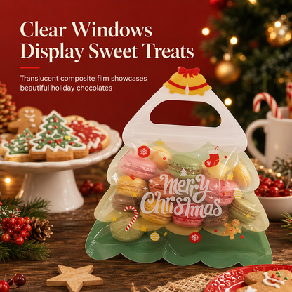 Cute Christmas Tree Transparent Gift Bag with Handle