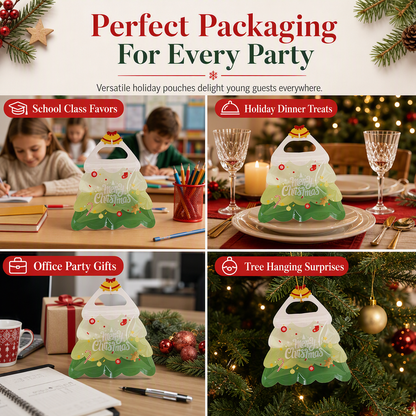 Cute Christmas Tree Transparent Gift Bag with Handle