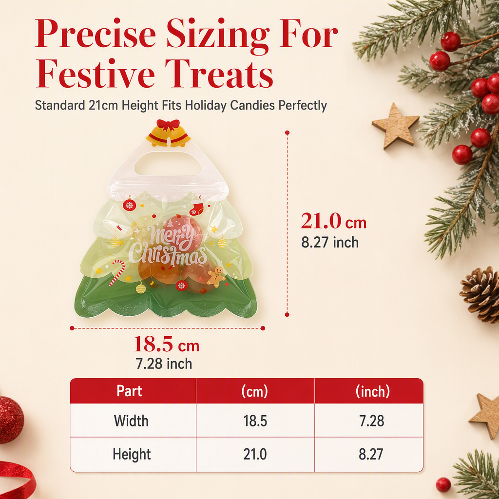 Cute Christmas Tree Transparent Gift Bag with Handle