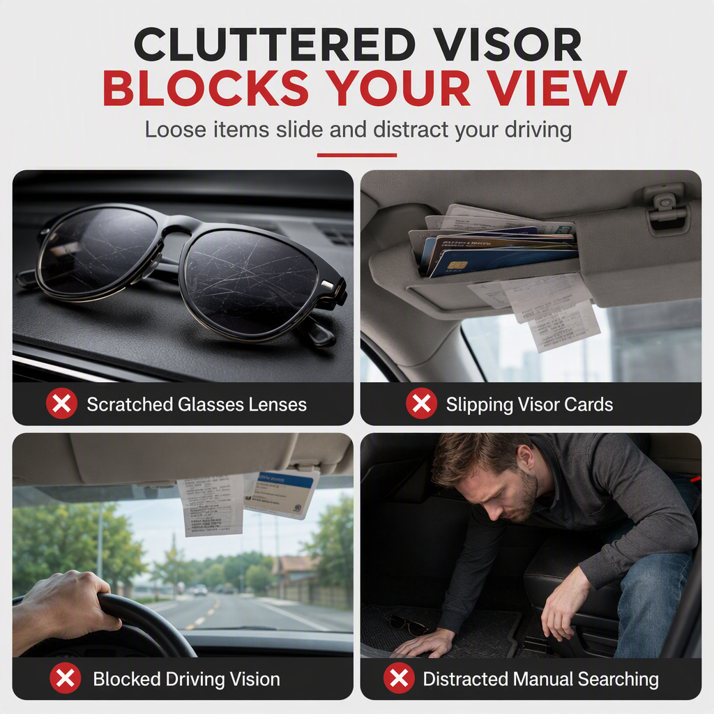 Universal Portable Car Sunglasses Holder & Ticket Card Clip