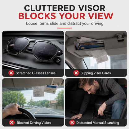 Universal Portable Car Sunglasses Holder & Ticket Card Clip