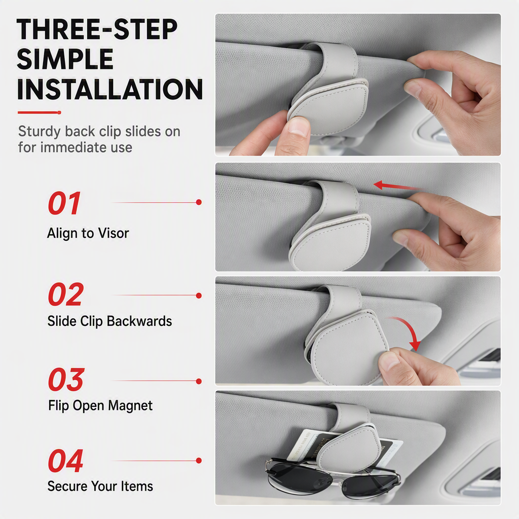 Universal Portable Car Sunglasses Holder & Ticket Card Clip