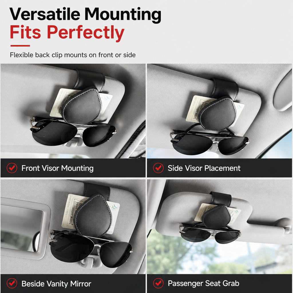 Universal Portable Car Sunglasses Holder & Ticket Card Clip