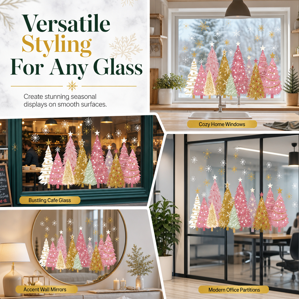 🎄🪟 3-Piece Christmas Window Cling Set – Glue-Free Static Holiday Decor