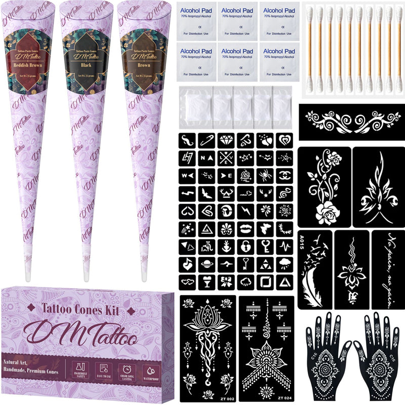 Complete 3-Color Henna Tattoo Kit