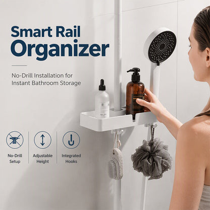 Adjustable Shower Riser Rail Storage Rack