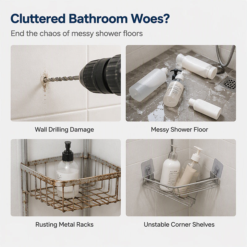 Adjustable Shower Riser Rail Storage Rack