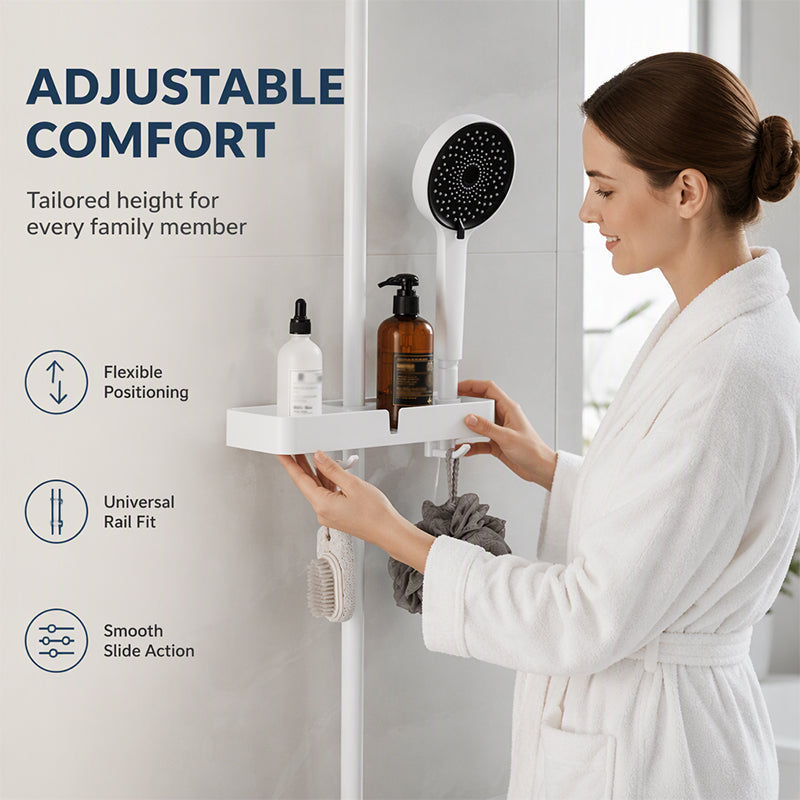 Adjustable Shower Riser Rail Storage Rack