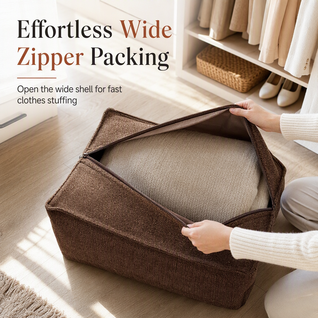 📢📢50% OFF !! ⏰Storage Stool Cover: Fill with Clothes, 100kg Support, Wide Zipper, Washable, 45x45x23cm