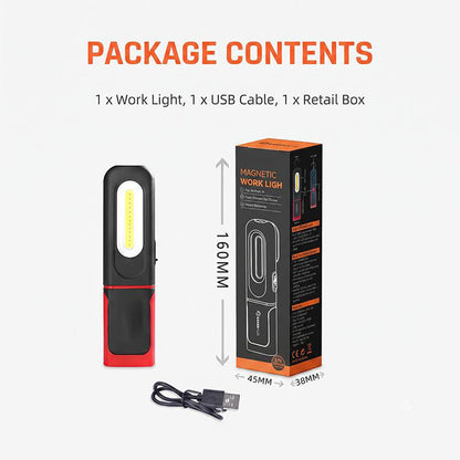 🥳2026 HOT SALE🥳💞50K+ SOLD! 🔦🧲 50% OFF! Rechargeable COB LED Work Light – 350lm, magnetic base & 360° rotation. Hands-free for repairs & camping! 🛡️💪