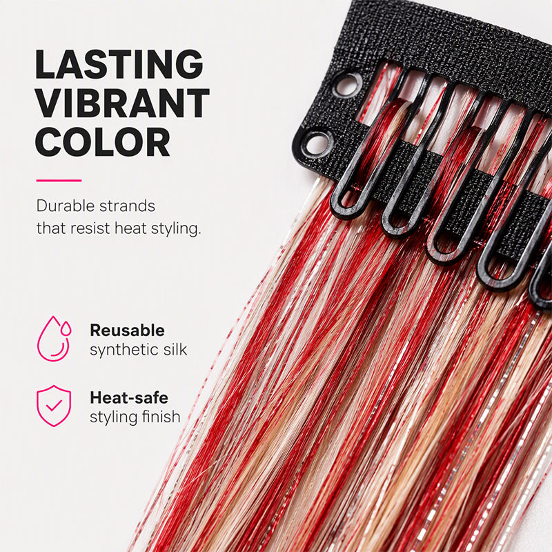 🏆🔥LAST DAY BUY 1 GET 1 FREE💖Sparkle Clip-In Hair Tinsel ✨ | Easy Clip On, No Hair Damage | UK Party Favourite ✅