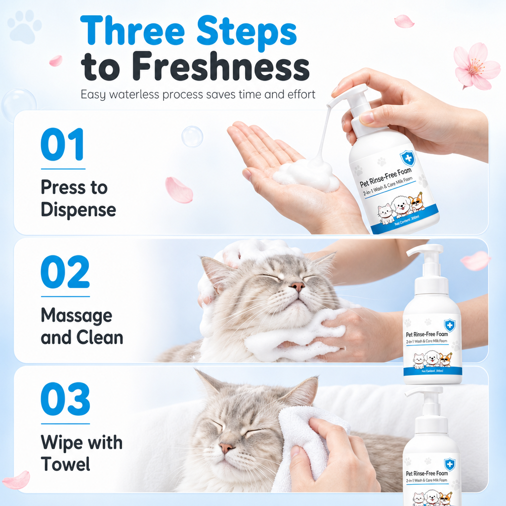 No-Rinse Pet Cleansing Mousse for Dogs and Cats