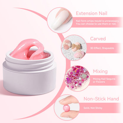 ⏳LIMITED TIME-JUST ￡9.98!!💅 Solid Nail Extension Builder Gel – Non-Flowing Easy Application for Nail Art ✨
