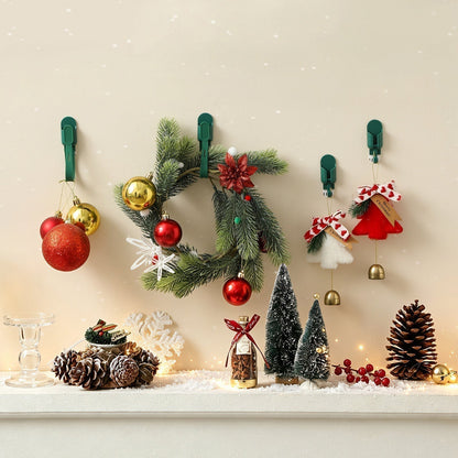 🎄  50% OFF! 🎁 Silicone Christmas Wreath Ties & Traceless Hooks – Reusable, Damage-Free Holiday Decor Hanging Kit ✨