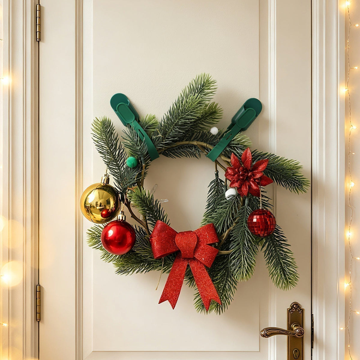 🎄  50% OFF! 🎁 Silicone Christmas Wreath Ties & Traceless Hooks – Reusable, Damage-Free Holiday Decor Hanging Kit ✨