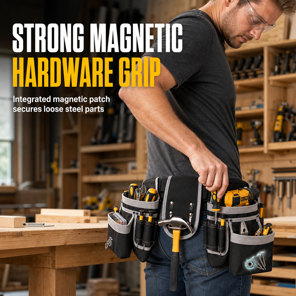 🔧 LIMITED-TIME 50% OFF! 🛠️ Adjustable Tool Waist Bag – Multi-pocket, Magnetic Hardware Holder, Hands-Free ✨