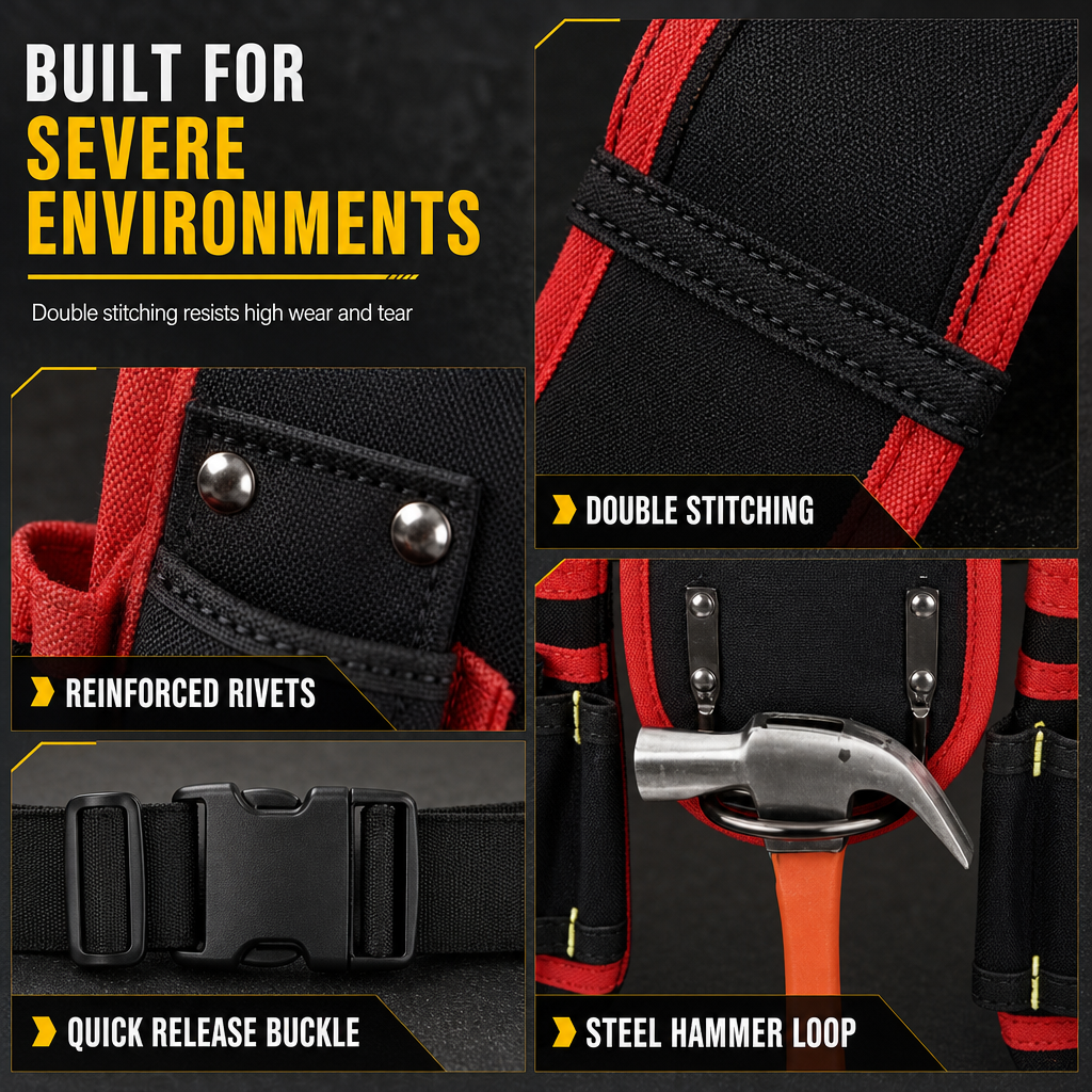 🔧 LIMITED-TIME 50% OFF! 🛠️ Adjustable Tool Waist Bag – Multi-pocket, Magnetic Hardware Holder, Hands-Free ✨