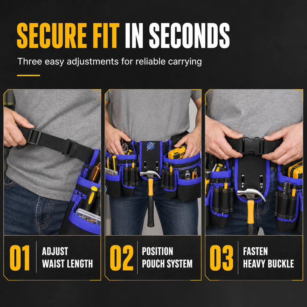🔧 LIMITED-TIME 50% OFF! 🛠️ Adjustable Tool Waist Bag – Multi-pocket, Magnetic Hardware Holder, Hands-Free ✨