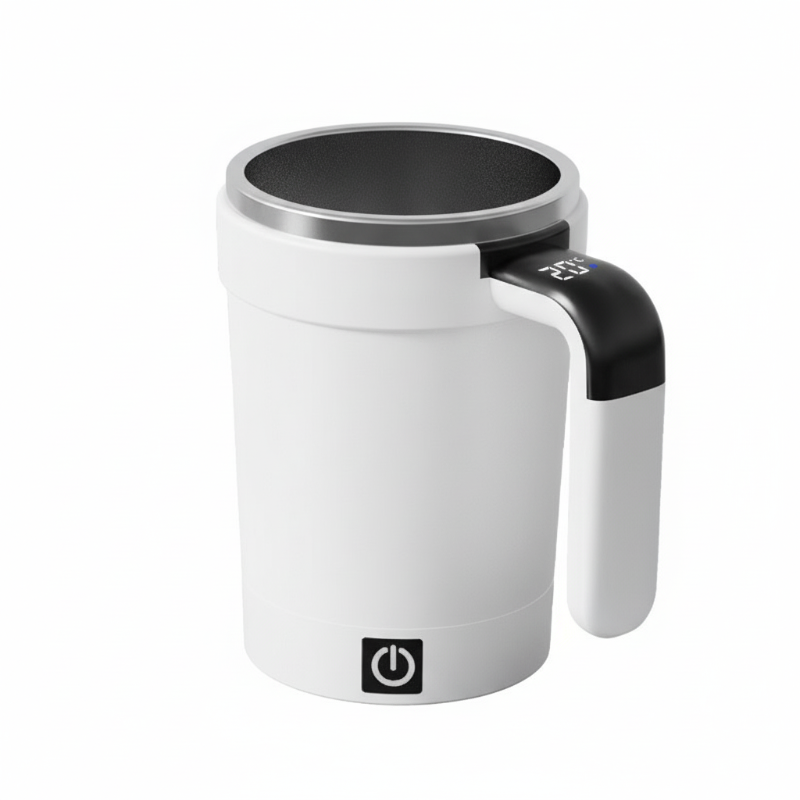 Automatic mixing cup with smart temperature display