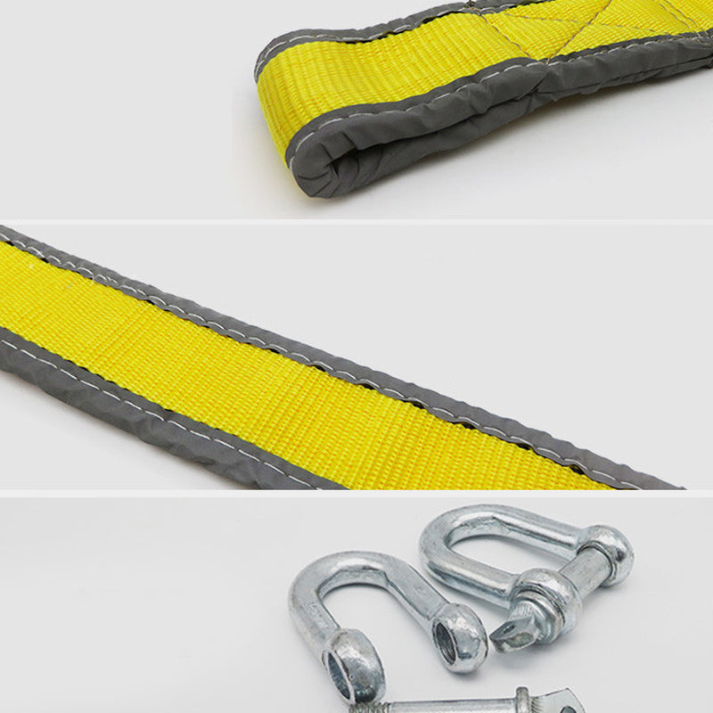 🔧 8-Ton Tow Rope with U-Shackle Hooks: Heavy-Duty, Reflective, Reinforced Loops, 4m