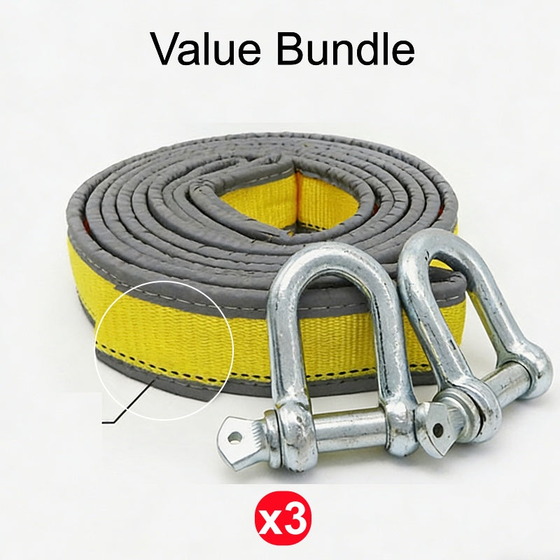 🔧 8-Ton Tow Rope with U-Shackle Hooks: Heavy-Duty, Reflective, Reinforced Loops, 4m