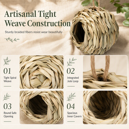 📢📢50% OFF !! ⏰Handwoven Straw Spherical Bird Nest with Round Opening for Outdoor Garden and Yard Decoration