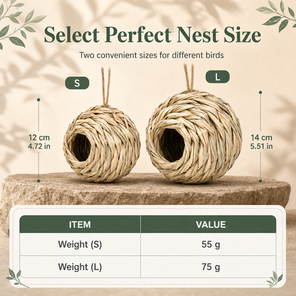 📢📢50% OFF !! ⏰Handwoven Straw Spherical Bird Nest with Round Opening for Outdoor Garden and Yard Decoration