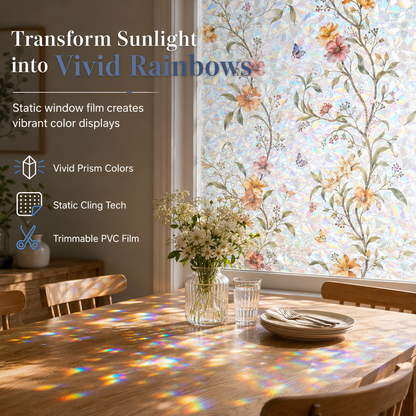 🌈 LIMITED‑TIME 50% OFF! ✨ 3D Rainbow Window Film – Static Cling Privacy Glass Sticker, Glue‑Free DIY Sun Catcher & UV Filter 🪟