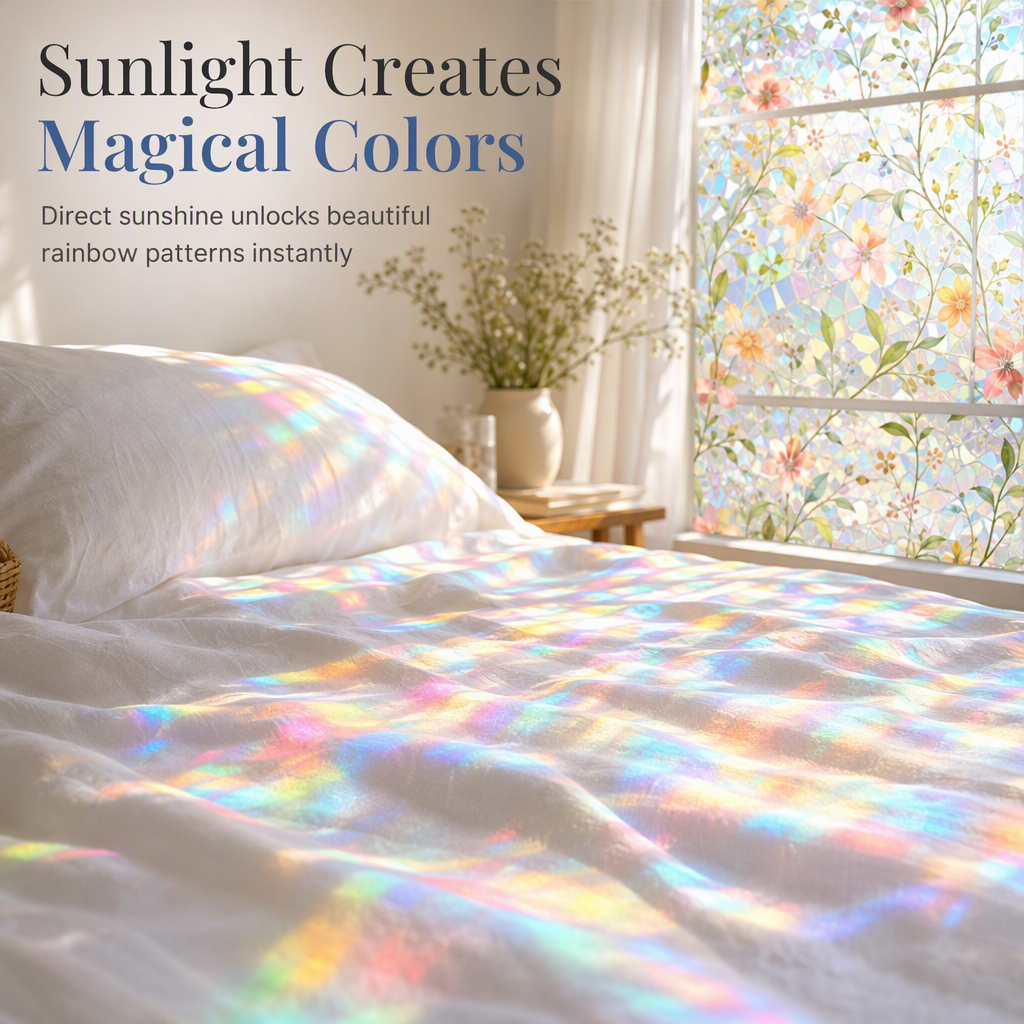 🌈 LIMITED‑TIME 50% OFF! ✨ 3D Rainbow Window Film – Static Cling Privacy Glass Sticker, Glue‑Free DIY Sun Catcher & UV Filter 🪟