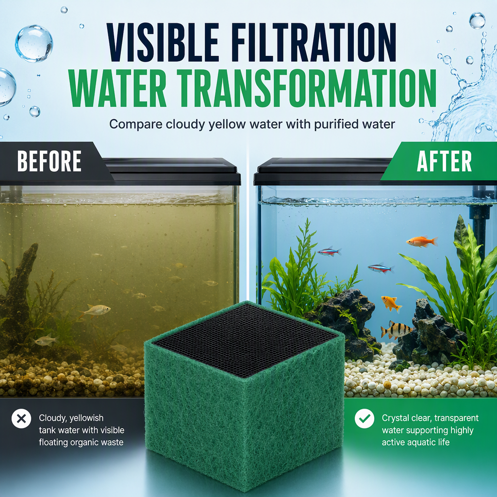 🥳2026 HOT SALE🐠💧 50% OFF! Activated Carbon Filter Cube – honeycomb filtration clears cloudy water, removes odors. Anti-crumble block for crystal-clear aquarium! 🛡️✅