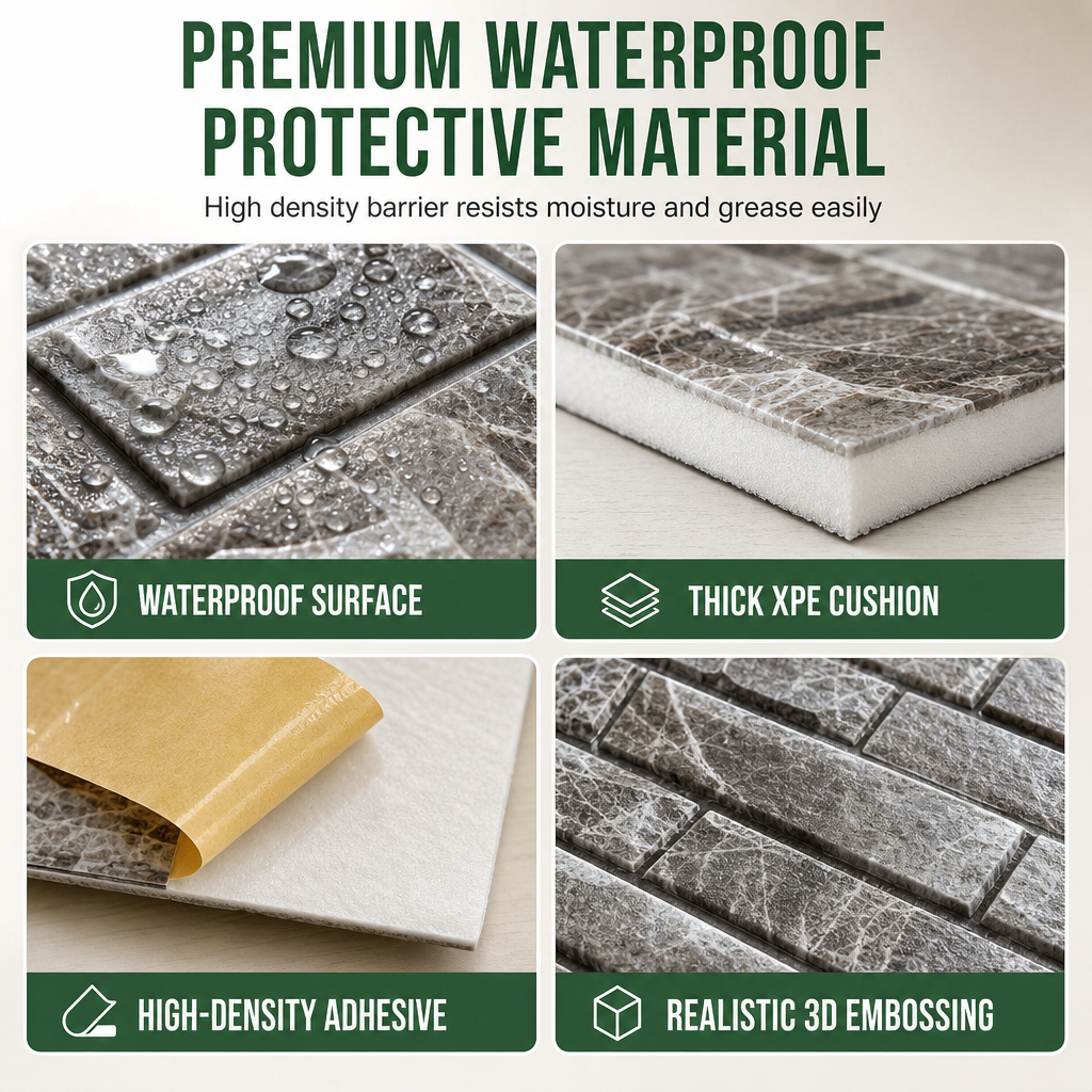 📢📢 50% OFF🏡3D Self-Adhesive Wall Panels – Realistic Brick Design, Waterproof & Cushioned XPE Foam, 16 Colors & 3 Sizes