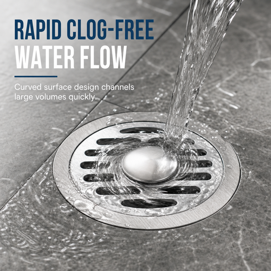 🔥50% OFF LIMITED TIME🔥Brushed Stainless Steel Round Floor Drain with Deodorizing Core for Bathroom and Washing Machine