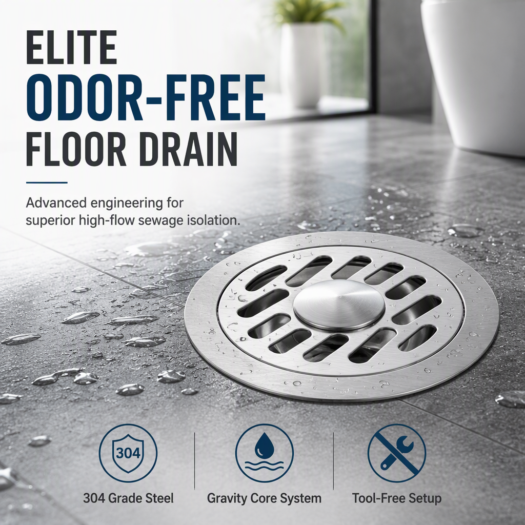 🔥50% OFF LIMITED TIME🔥Brushed Stainless Steel Round Floor Drain with Deodorizing Core for Bathroom and Washing Machine