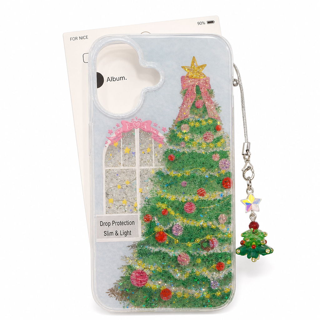 🎄Christmas Tree Art Deco Glitter Casing - Shockproof TPU Cellphone Case with Anti-Slip Grip, Durable All-Around Protection