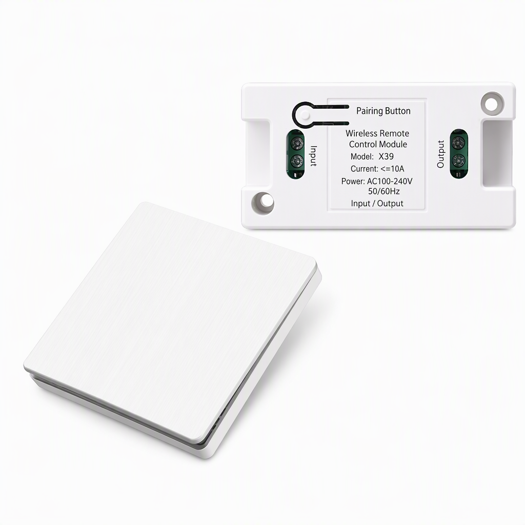 💡50% OFF NOW! Wireless Self-Adhesive Light Switch Kit – No Wiring Remote Wall Switch with Receiver, Stick Anywhere RF Light Control for Home Lighting
