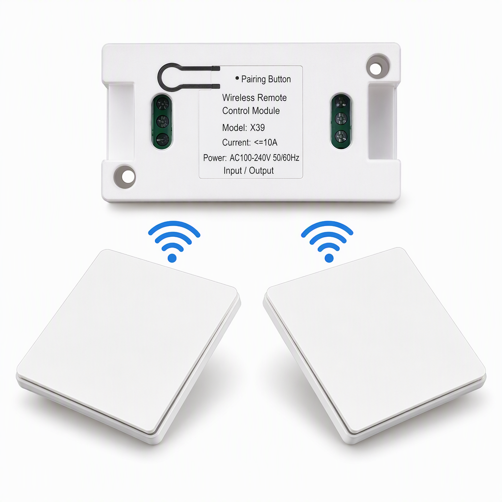 💡50% OFF NOW! Wireless Self-Adhesive Light Switch Kit – No Wiring Remote Wall Switch with Receiver, Stick Anywhere RF Light Control for Home Lighting