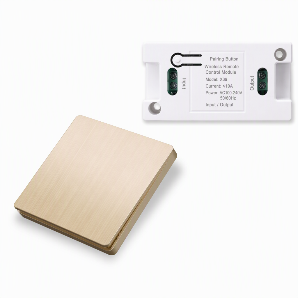 💡50% OFF NOW! Wireless Self-Adhesive Light Switch Kit – No Wiring Remote Wall Switch with Receiver, Stick Anywhere RF Light Control for Home Lighting