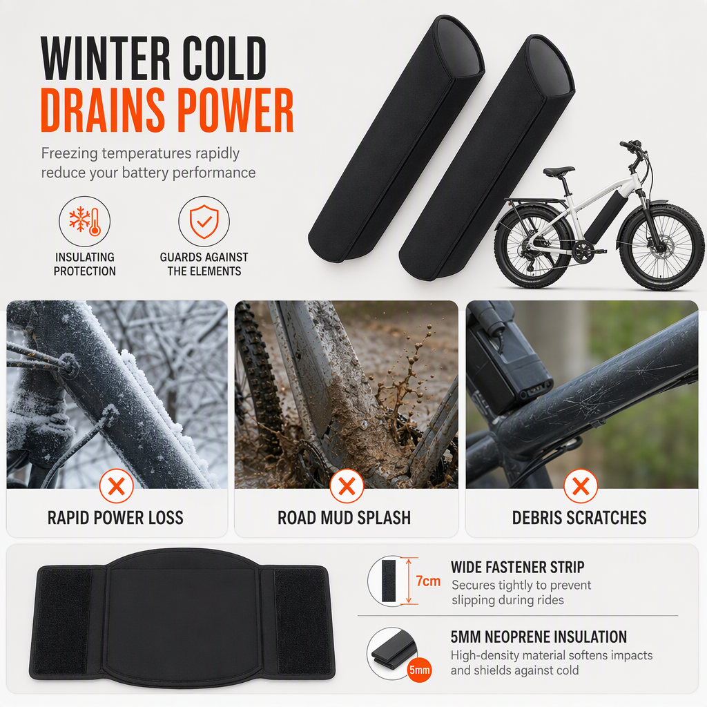 Electric Bike Lithium Battery Cover Neoprene Waterproof Dustproof and Cold Protection Protective Sleeve for E-Bike Frame