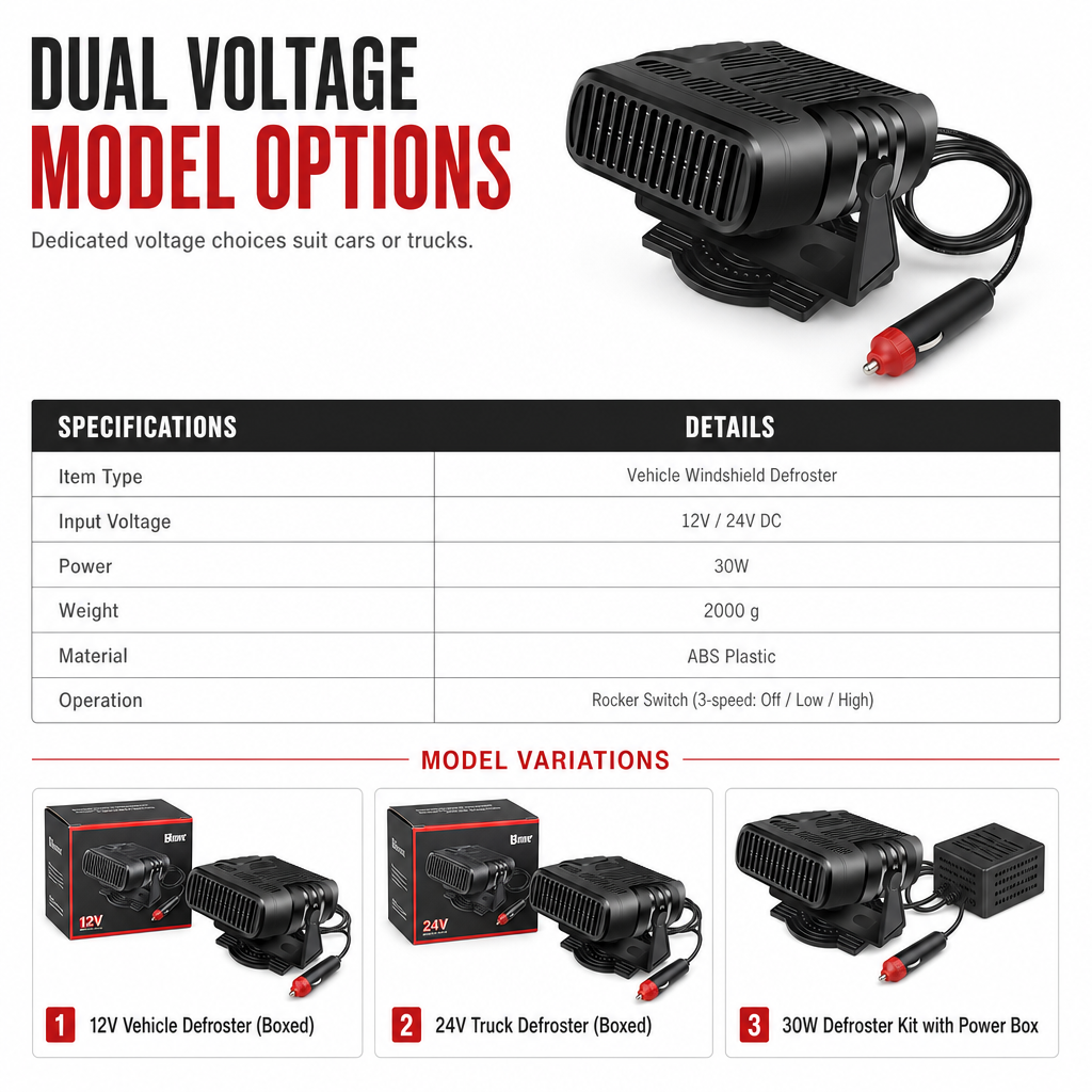 Portable 12V 24V Car and Windshield Defroster with Air Purifier for Vehicles