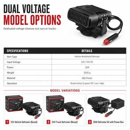 Portable 12V 24V Car and Windshield Defroster with Air Purifier for Vehicles