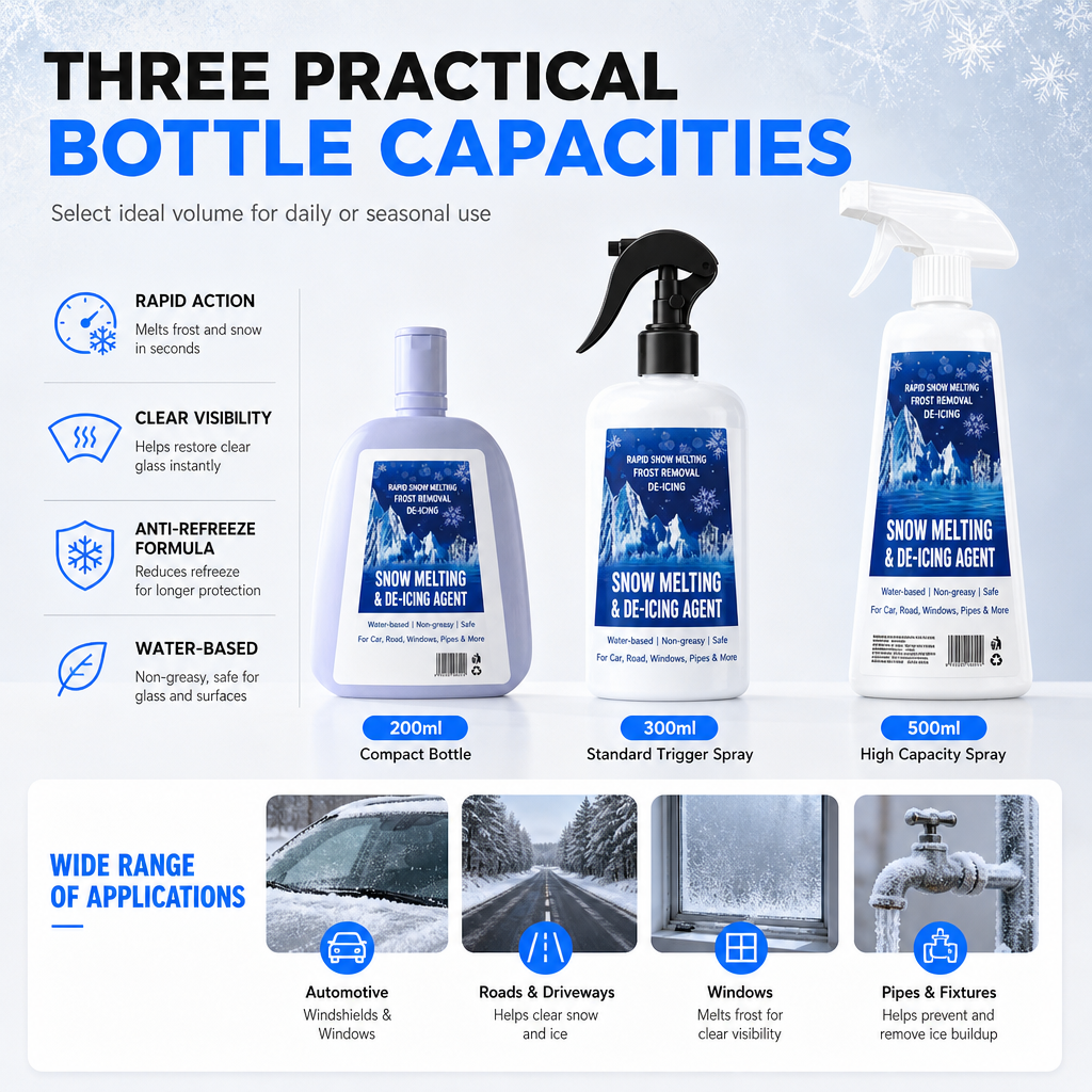 Multi Purpose Winter Snow Melting and Deicing Agent for Fast Defrosting and Anti Refreeze Protection Safe for Parts