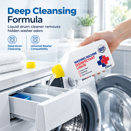 Washing Machine Cleaner and Disinfectant Liquid for Front and Top Load Washers Odor Eliminating and Sanitizing Solution