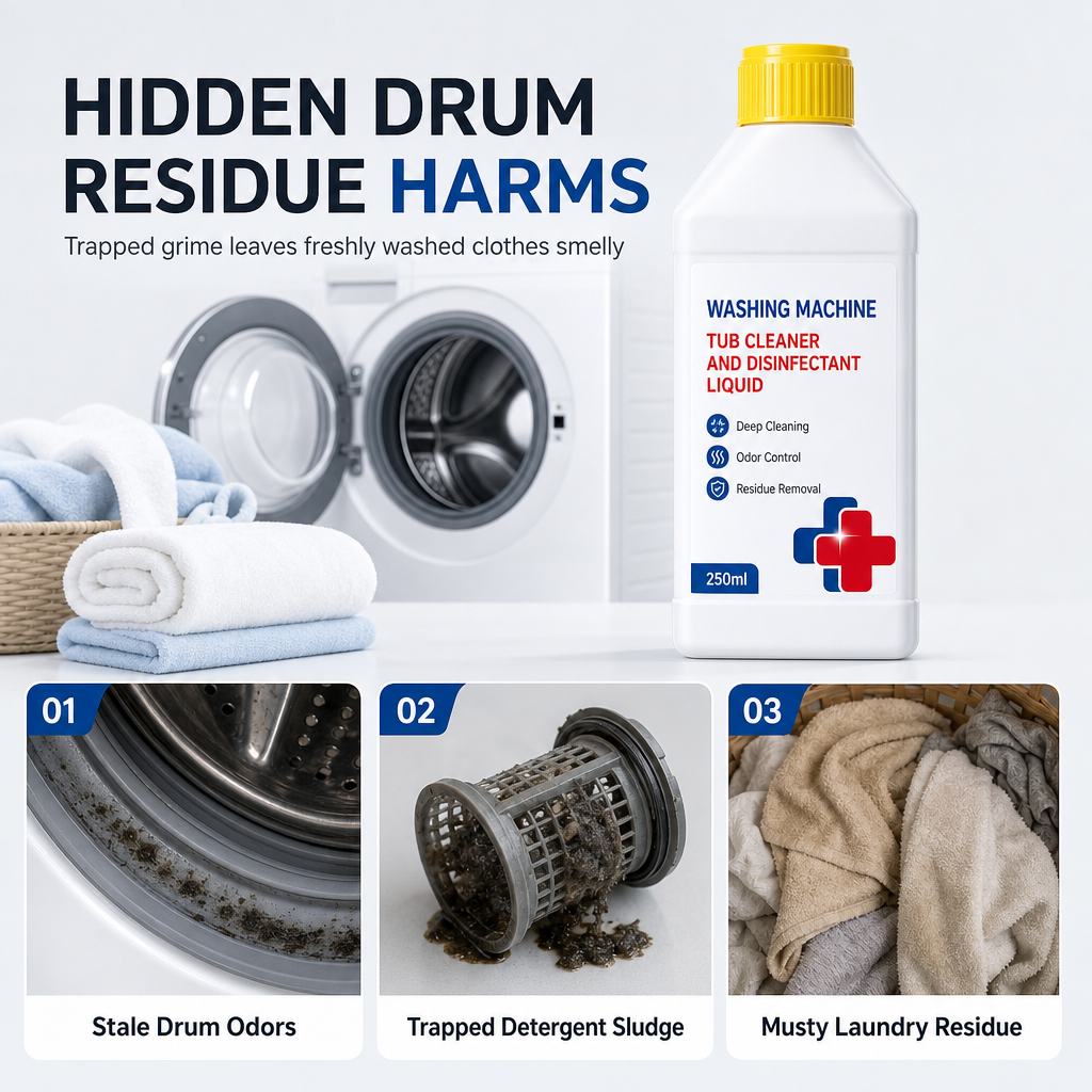 Washing Machine Cleaner and Disinfectant Liquid for Front and Top Load Washers Odor Eliminating and Sanitizing Solution