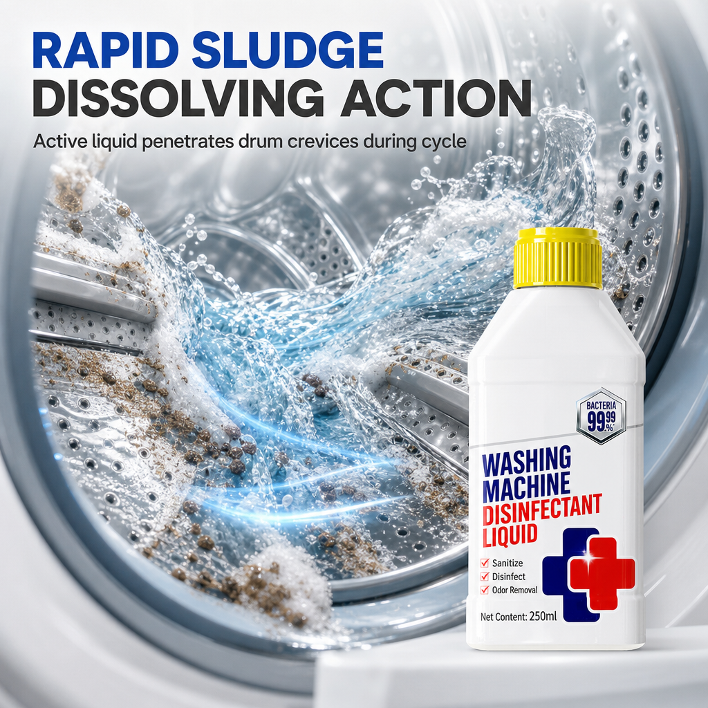 Washing Machine Cleaner and Disinfectant Liquid for Front and Top Load Washers Odor Eliminating and Sanitizing Solution