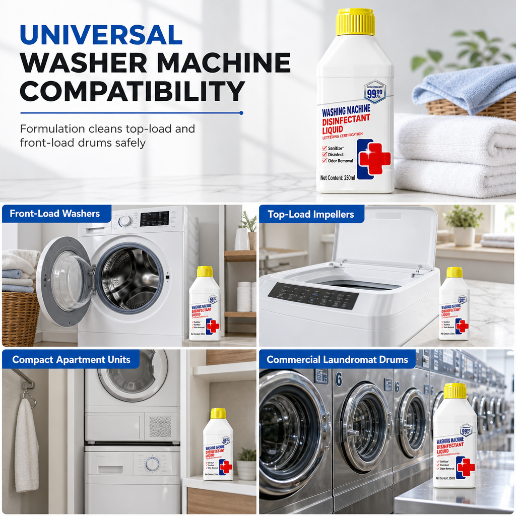 Washing Machine Cleaner and Disinfectant Liquid for Front and Top Load Washers Odor Eliminating and Sanitizing Solution