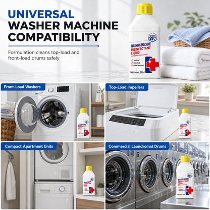 Washing Machine Cleaner and Disinfectant Liquid for Front and Top Load Washers Odor Eliminating and Sanitizing Solution